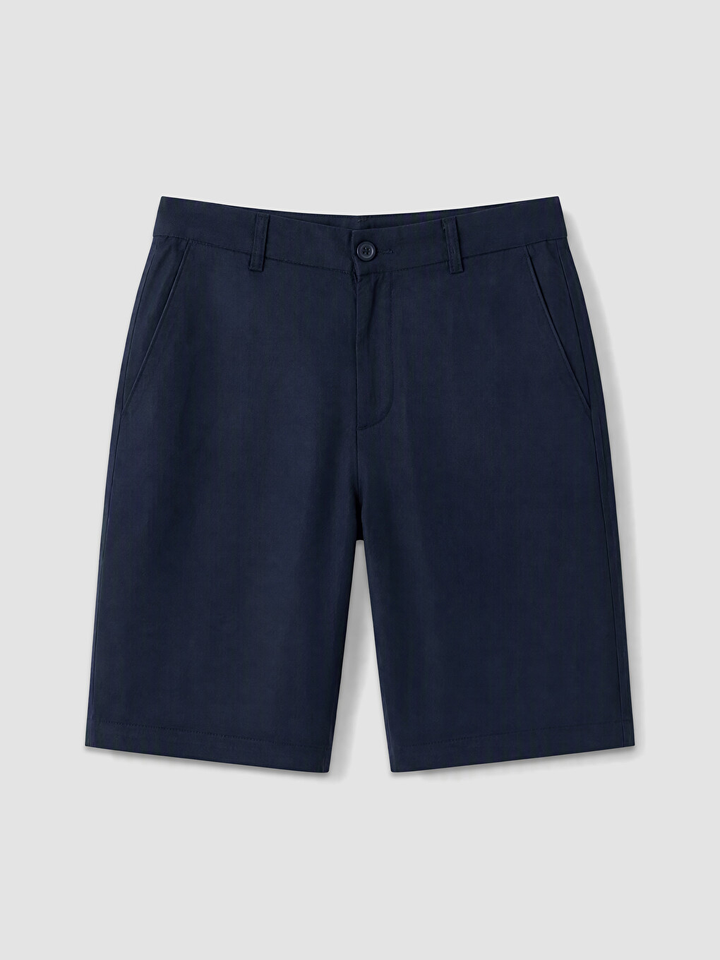 Lacivert Regular Fit Keten Karışımlı Erkek Şort-4