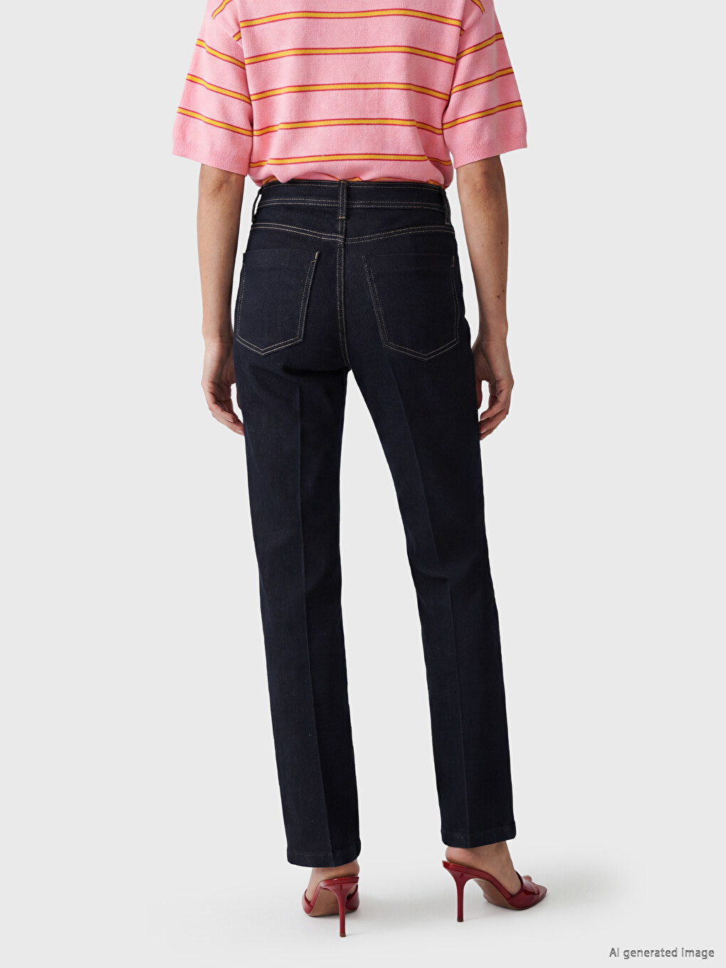 Yüksek Bel Slim Fit Kadın Jean Pantolon-3
