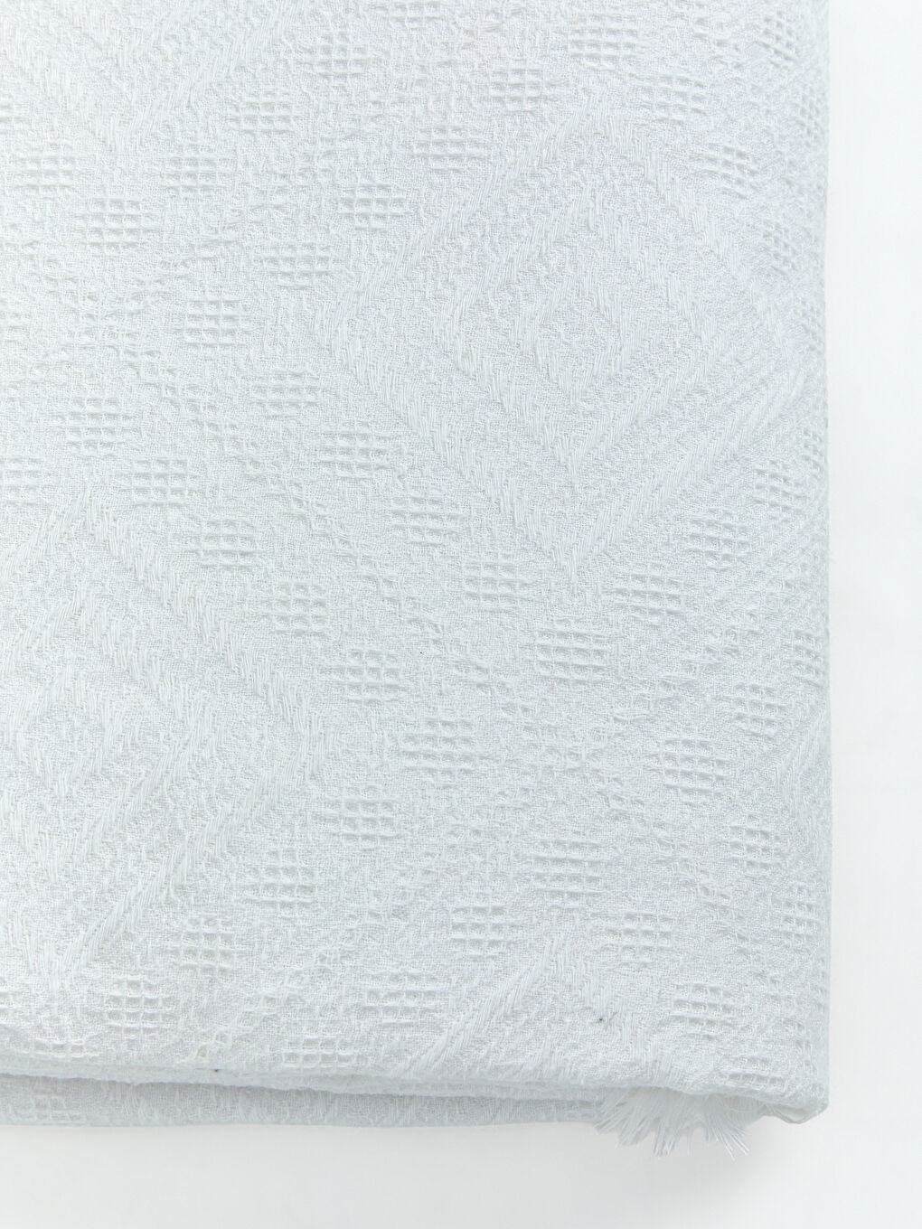 Ekru Geometrik Desenli Çift Kişilik Pike-5