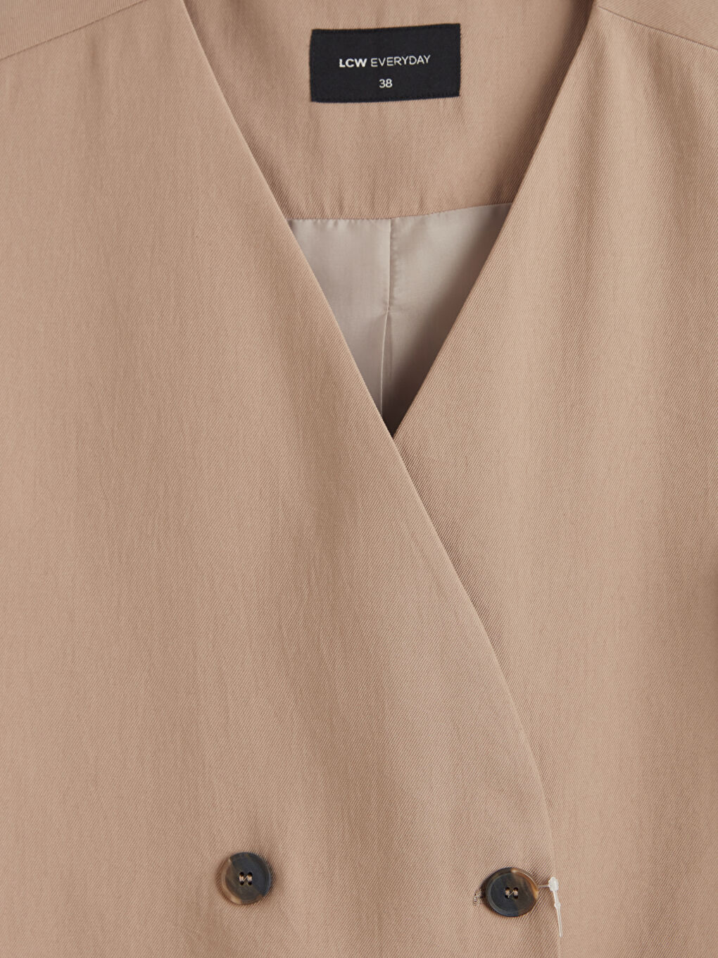 Bej Kruvaze Yaka Kadın Klasik Yelek-2