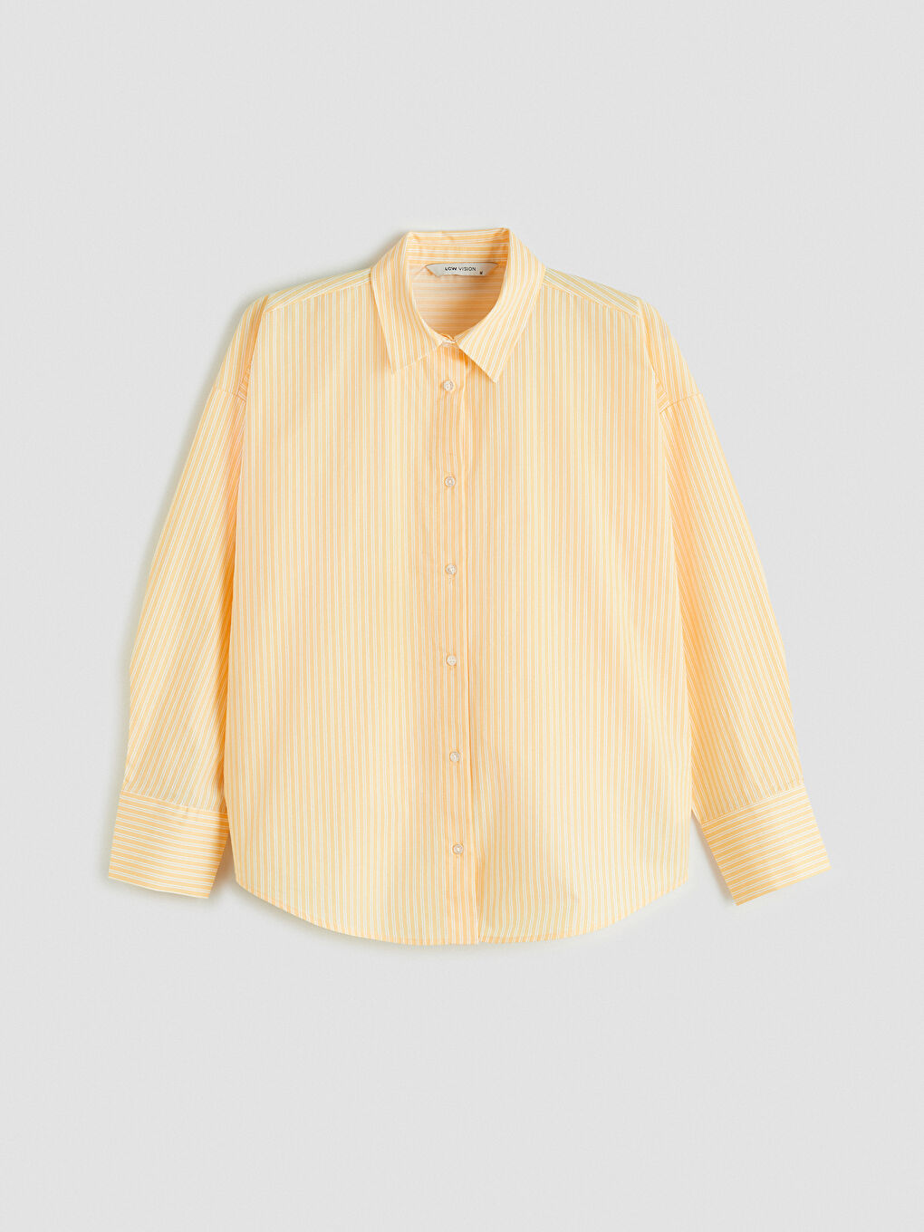 Sarı Çizgili Oversize Poplin Kadın Gömlek-2