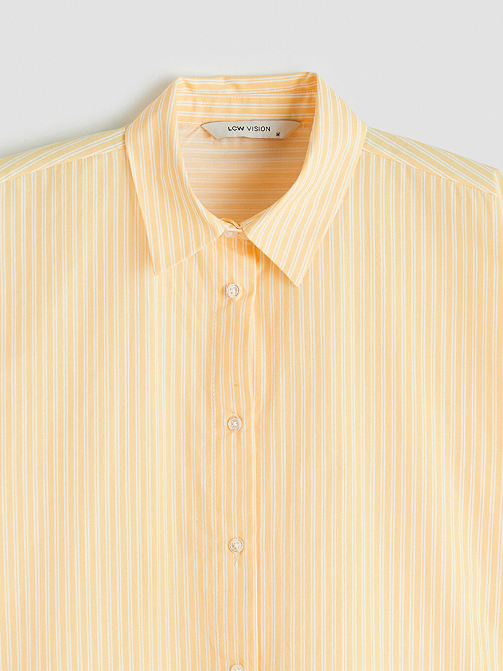 Sarı Çizgili Oversize Poplin Kadın Gömlek-3