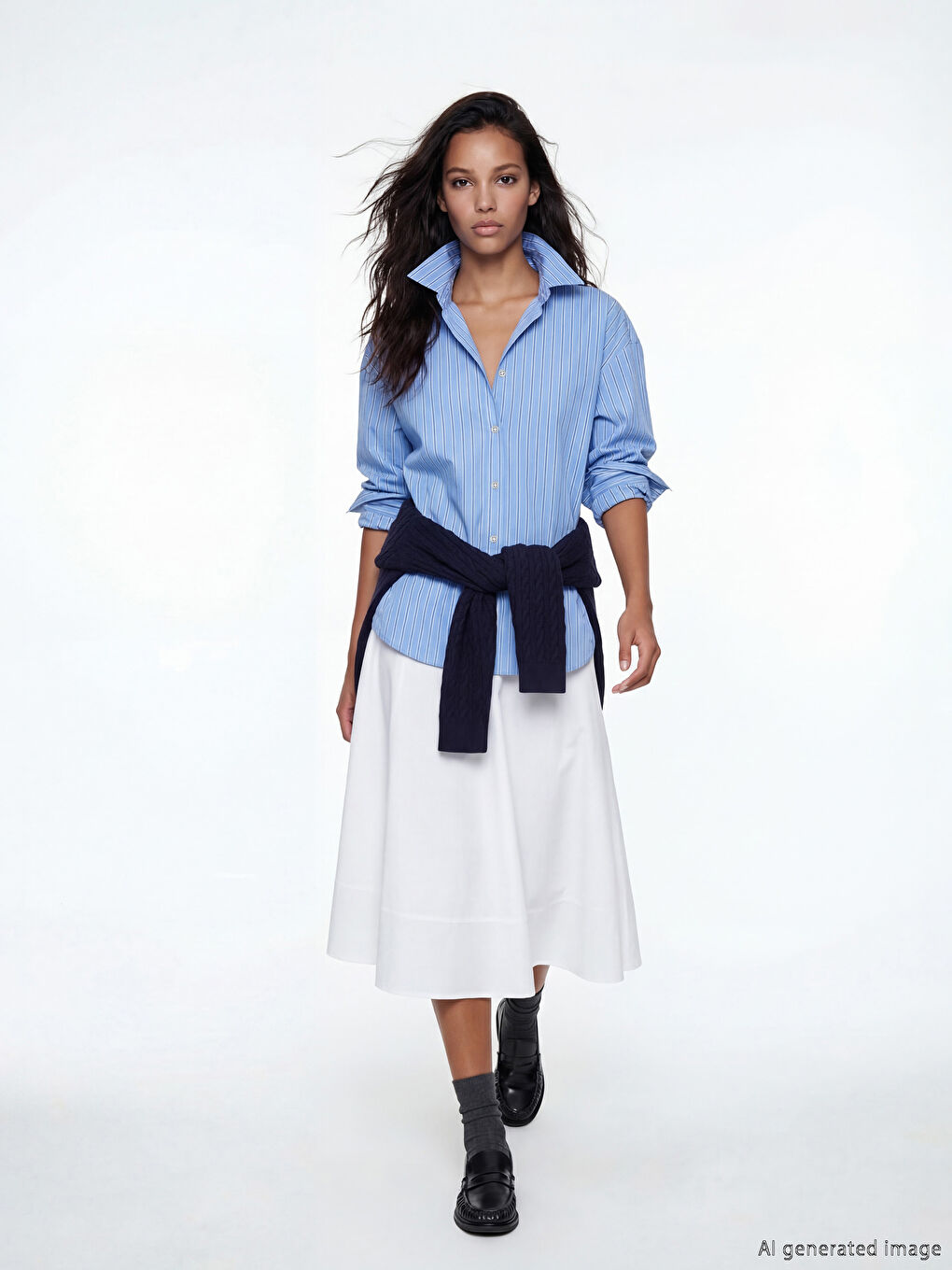 Striped Oversize Poplin Women's Shirt