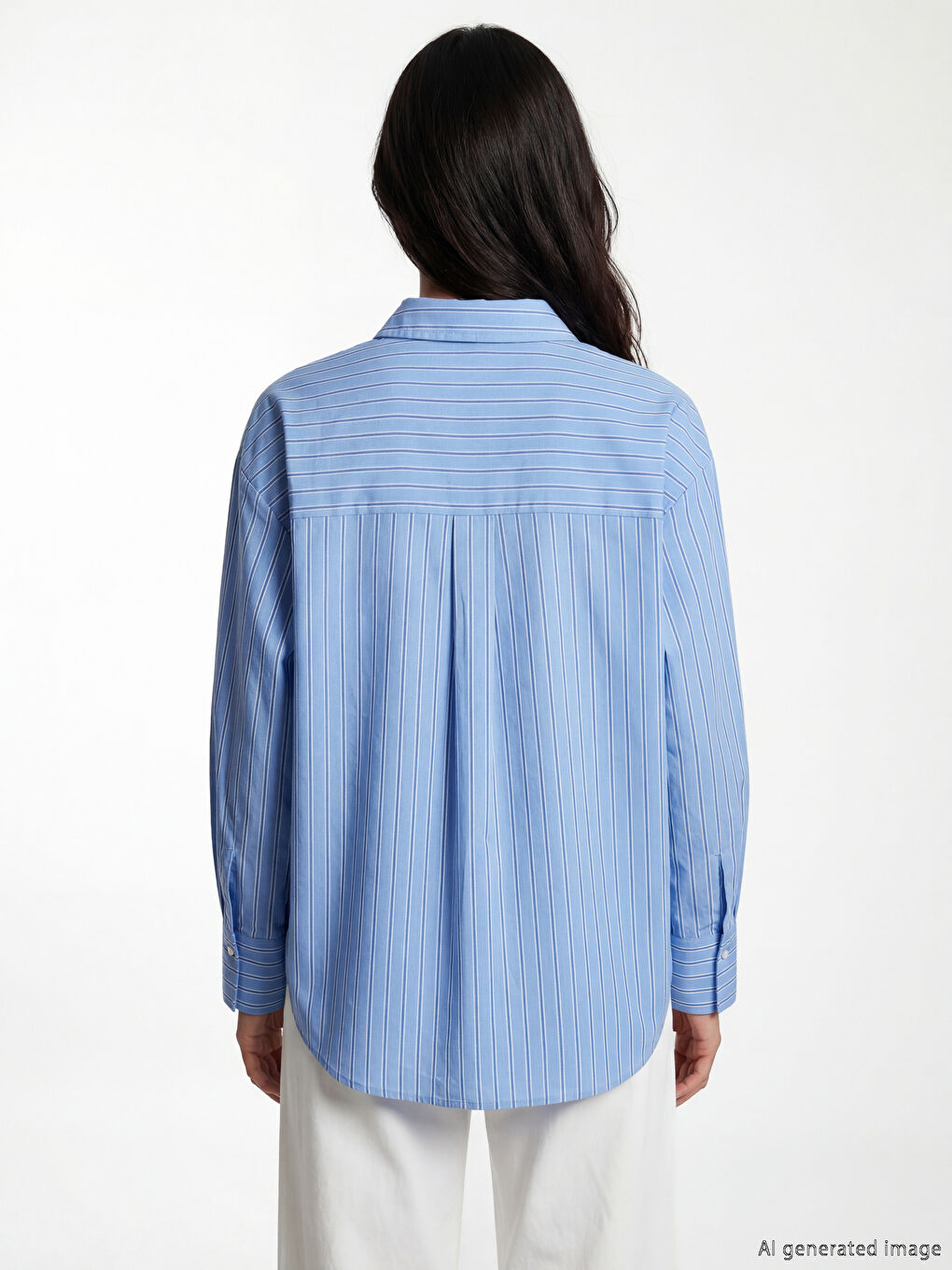 Striped Oversize Poplin Women's Shirt-3