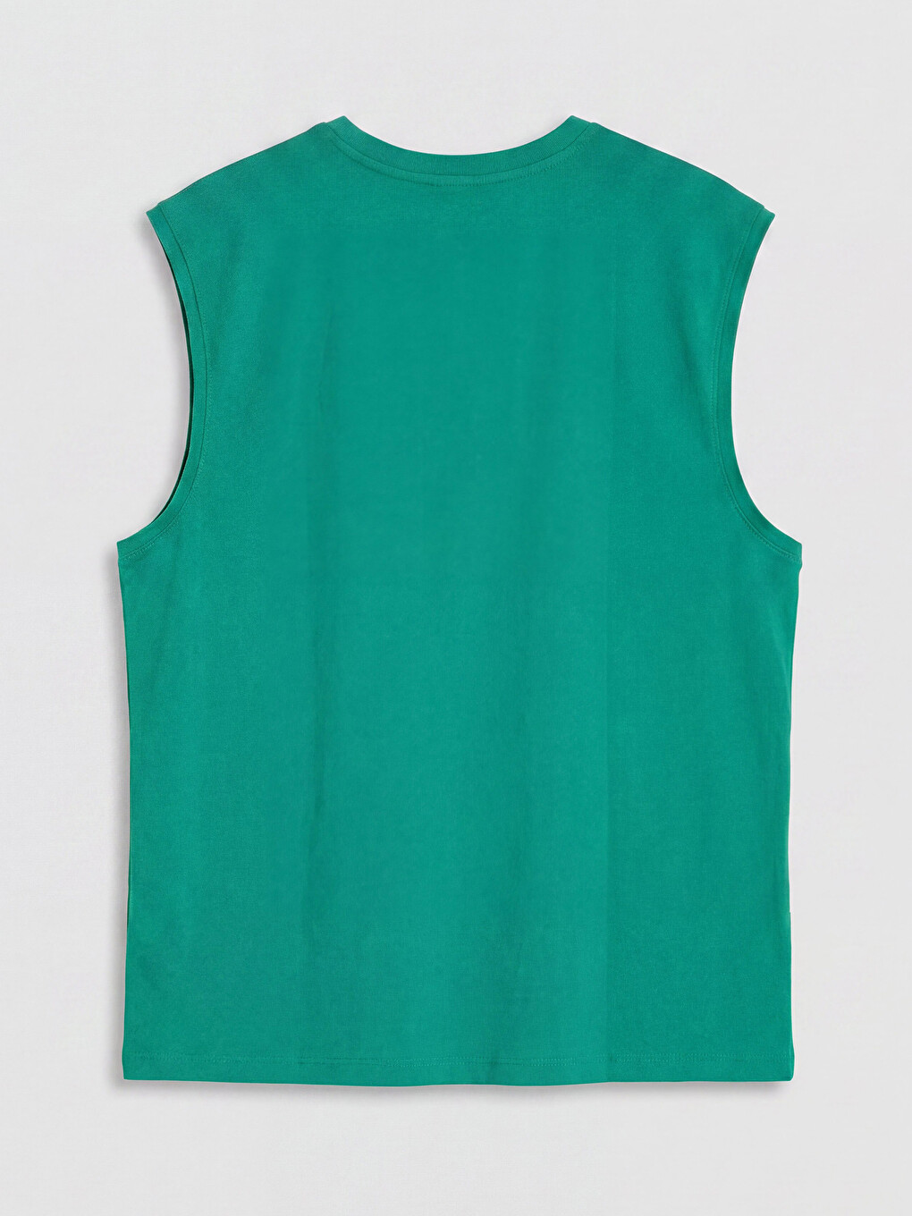 Yeşil Relaxed Fit Bisiklet Yaka Penye Erkek Tişört-5