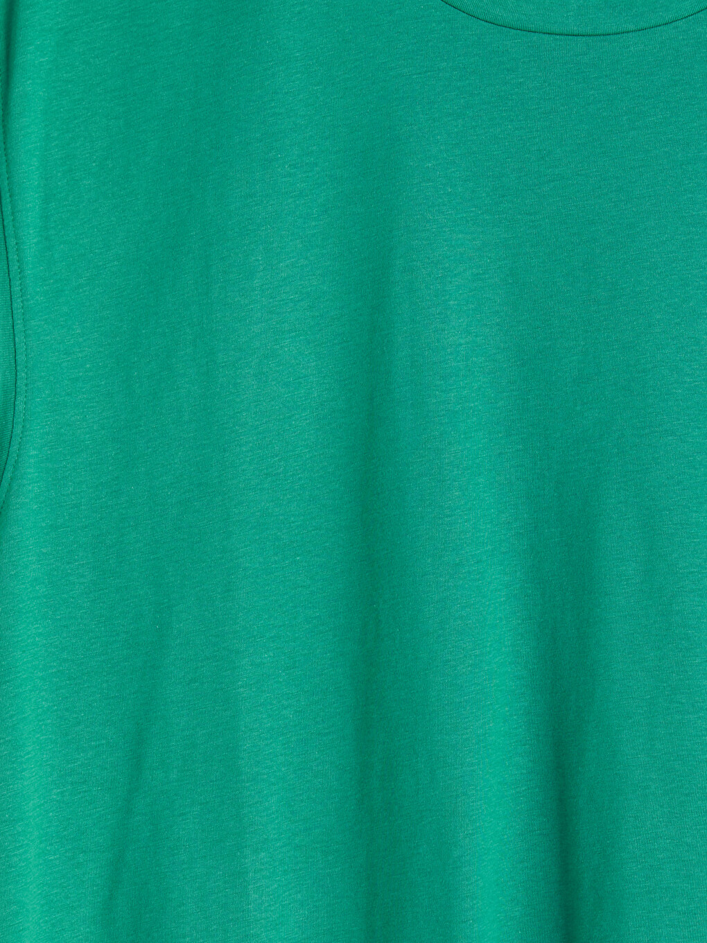 Yeşil Relaxed Fit Bisiklet Yaka Penye Erkek Tişört-6