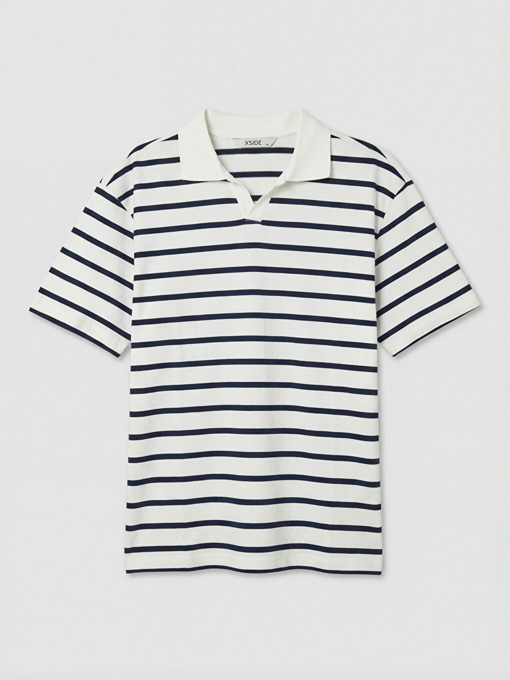 Ekru Polo Yaka Çizgili Erkek Tişört