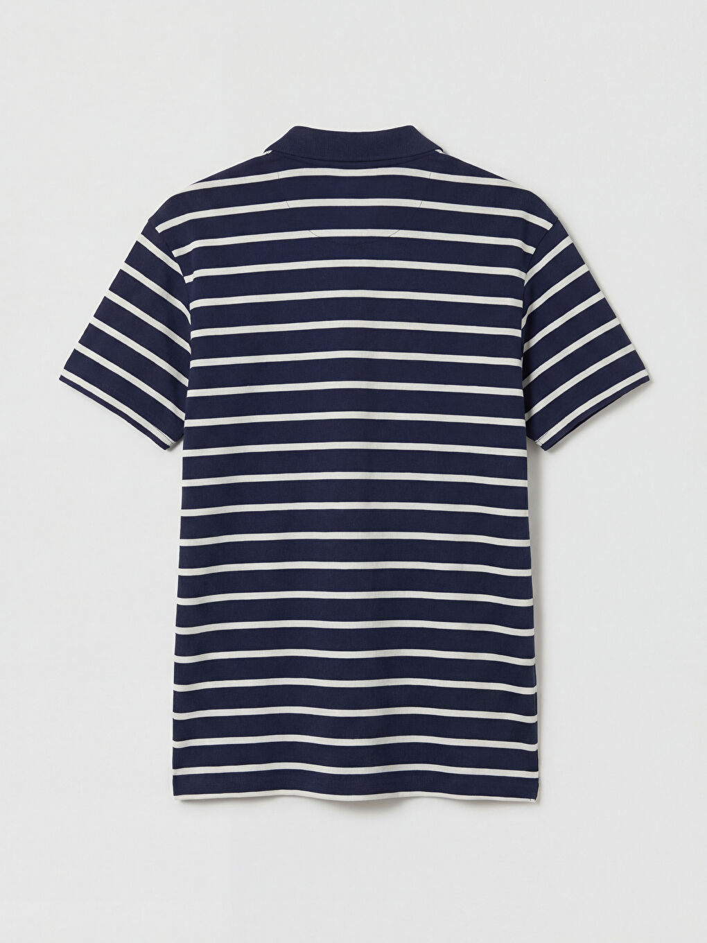 Lacivert Bol Fit Çizgili Polo Yaka Erkek Tişört-5