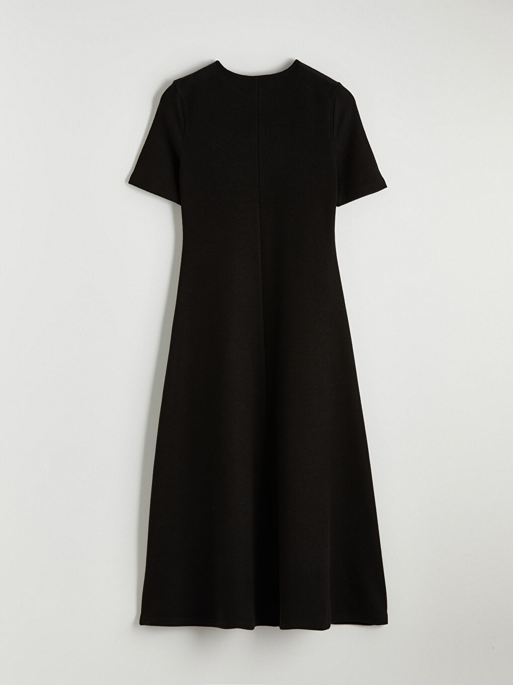 Siyah Bisiklet Yaka A Kesim Elbise-2