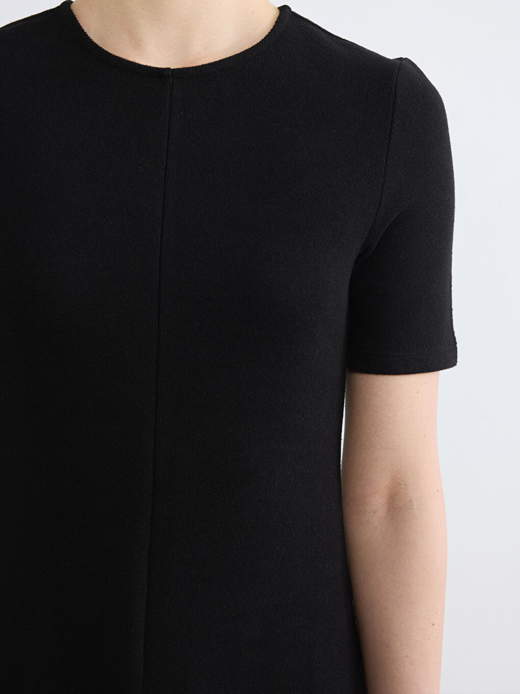 Siyah Bisiklet Yaka A Kesim Elbise-2