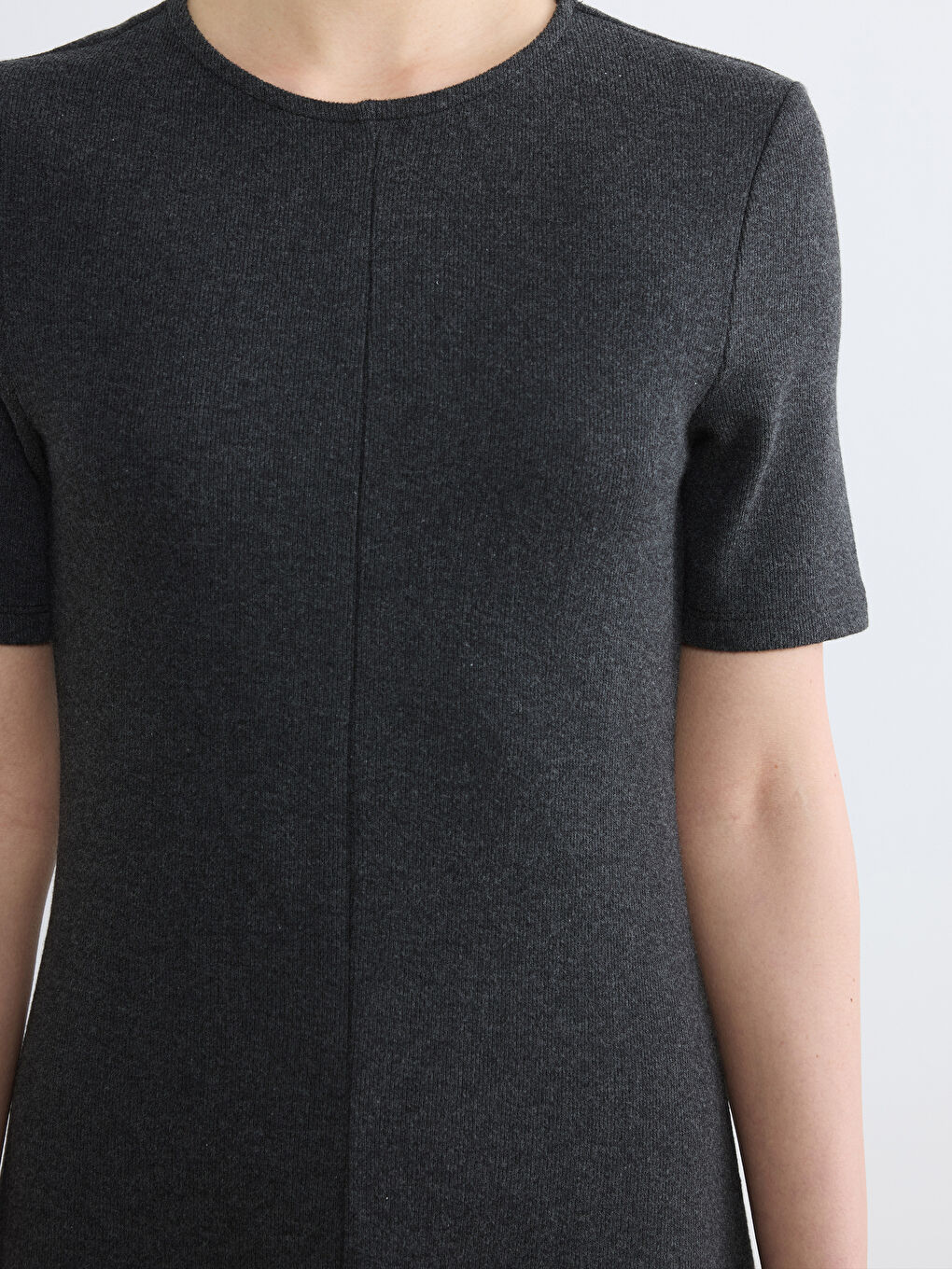 Antrasit Bisiklet Yaka A Kesim Elbise-2