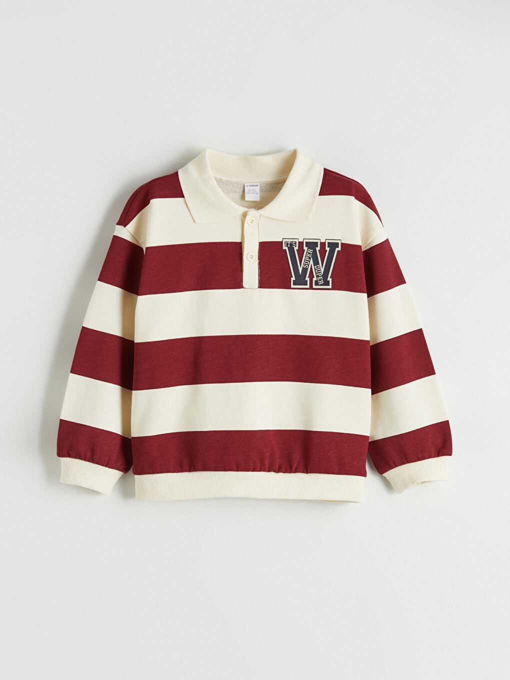 Bordo Polo Yaka Erkek Çocuk Sweatshirt