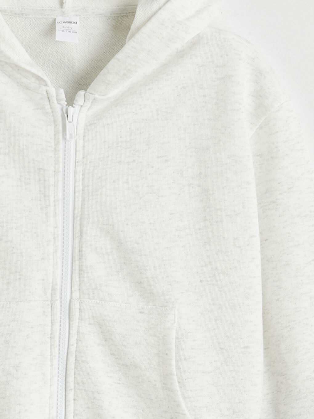 Beyaz Kapüşonlu Erkek Çocuk Fermuarlı Sweatshirt-2