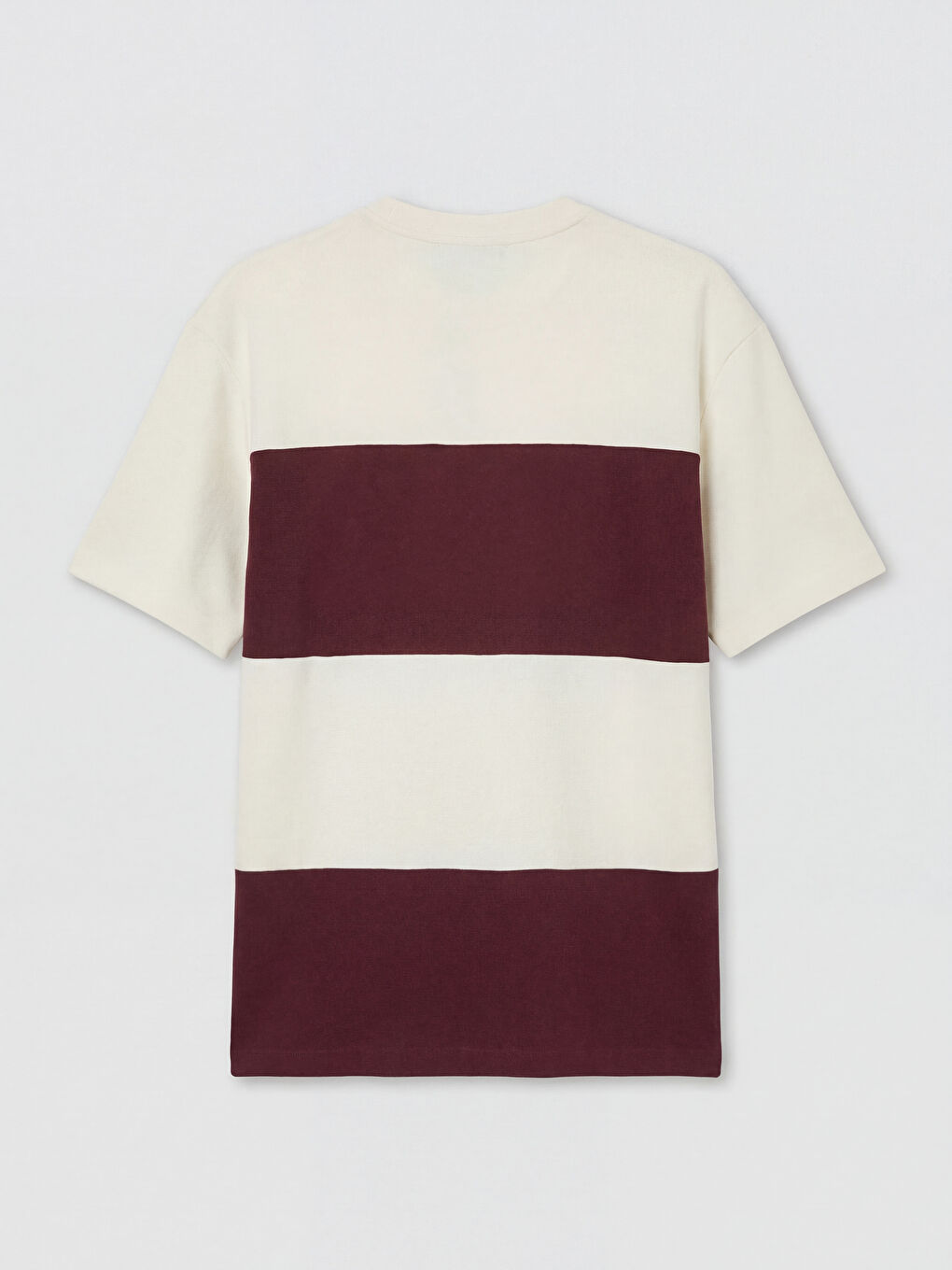 Bordo Bisiklet Yaka Renk Bloklu Erkek Tişört-1