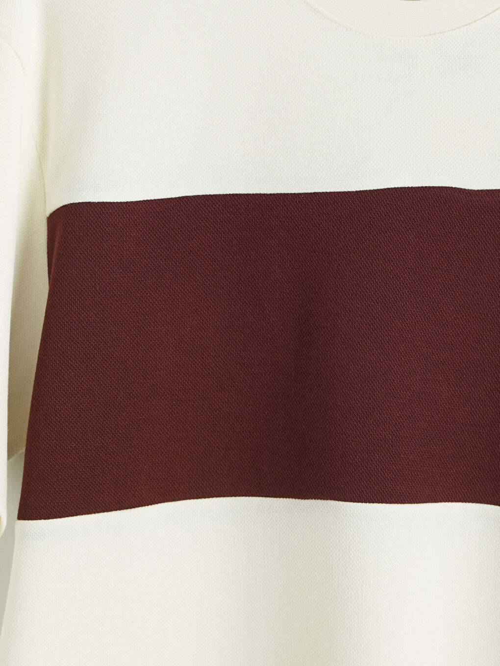 Bordo Bisiklet Yaka Renk Bloklu Erkek Tişört-2