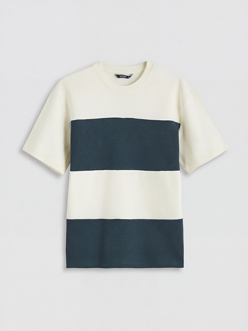 Petrol Renk Bloklu Erkek Tişört-1