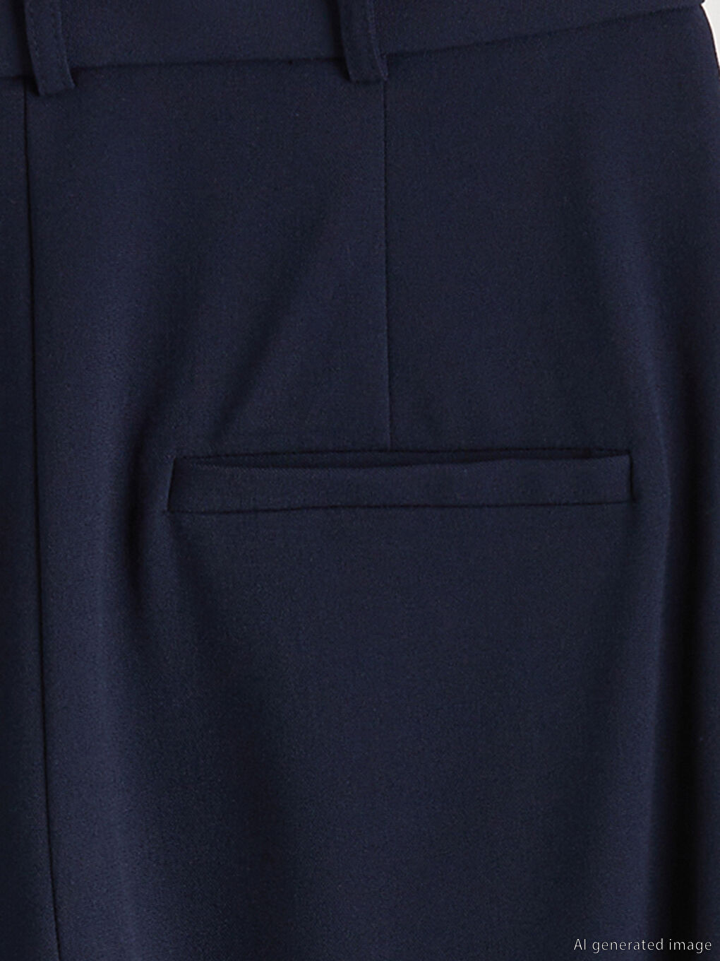 Lacivert Standart Fit Kadın Pileli Kumaş Pantolon-2