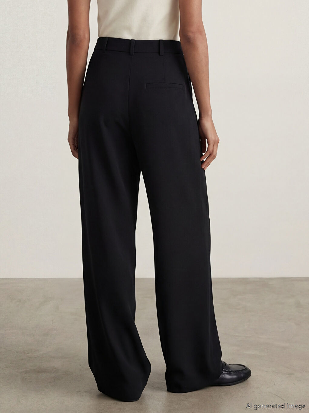 Siyah Standart Fit Kadın Pileli Kumaş Pantolon-3