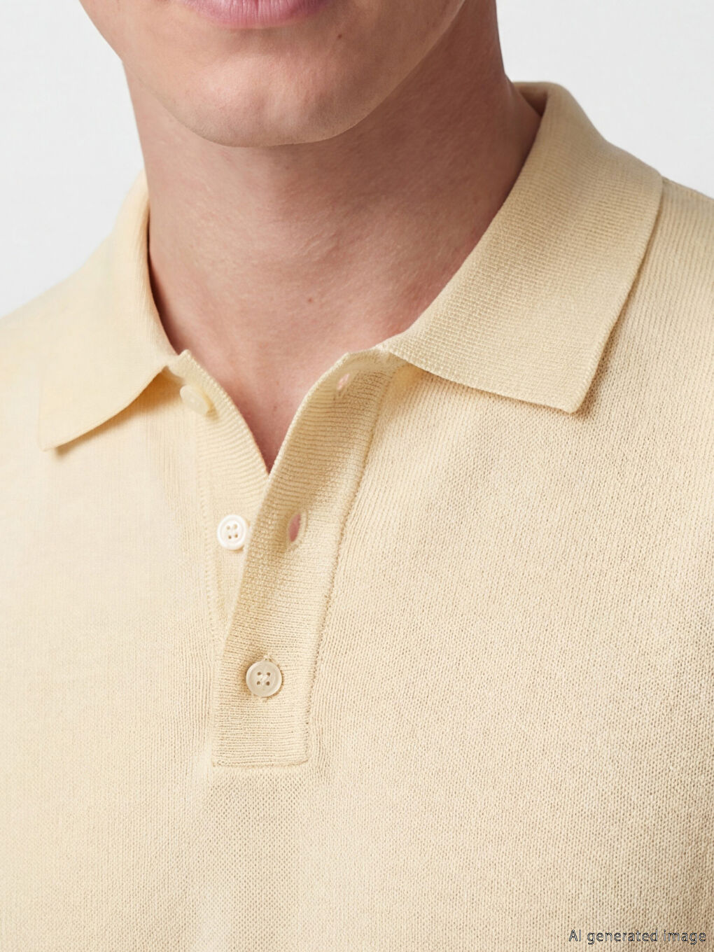 Sarı Polo Yaka Erkek Triko Kazak-2