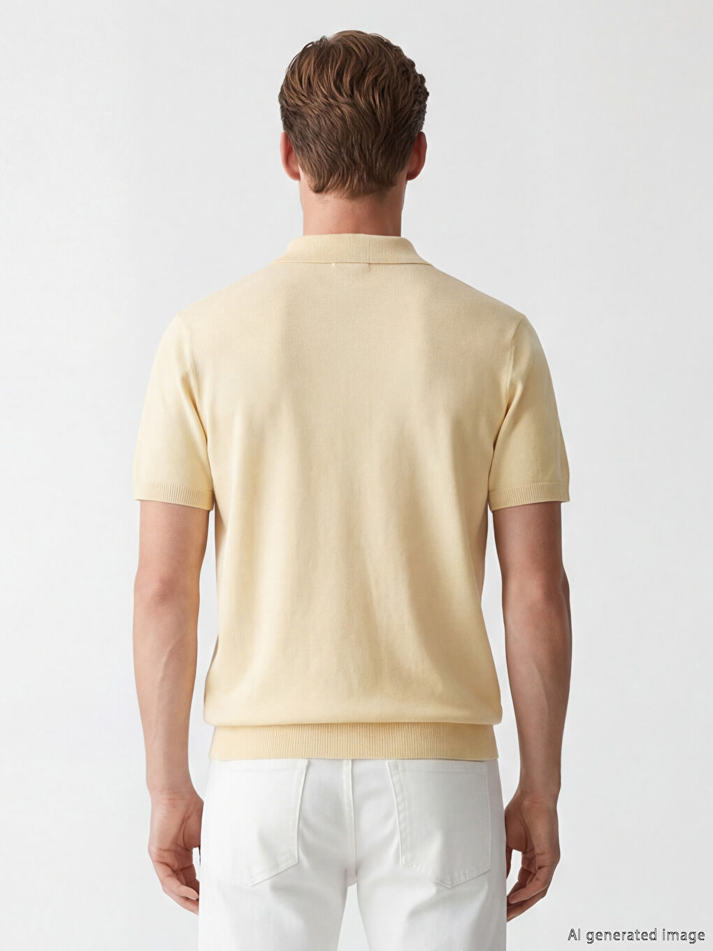 Sarı Polo Yaka Erkek Triko Kazak-3