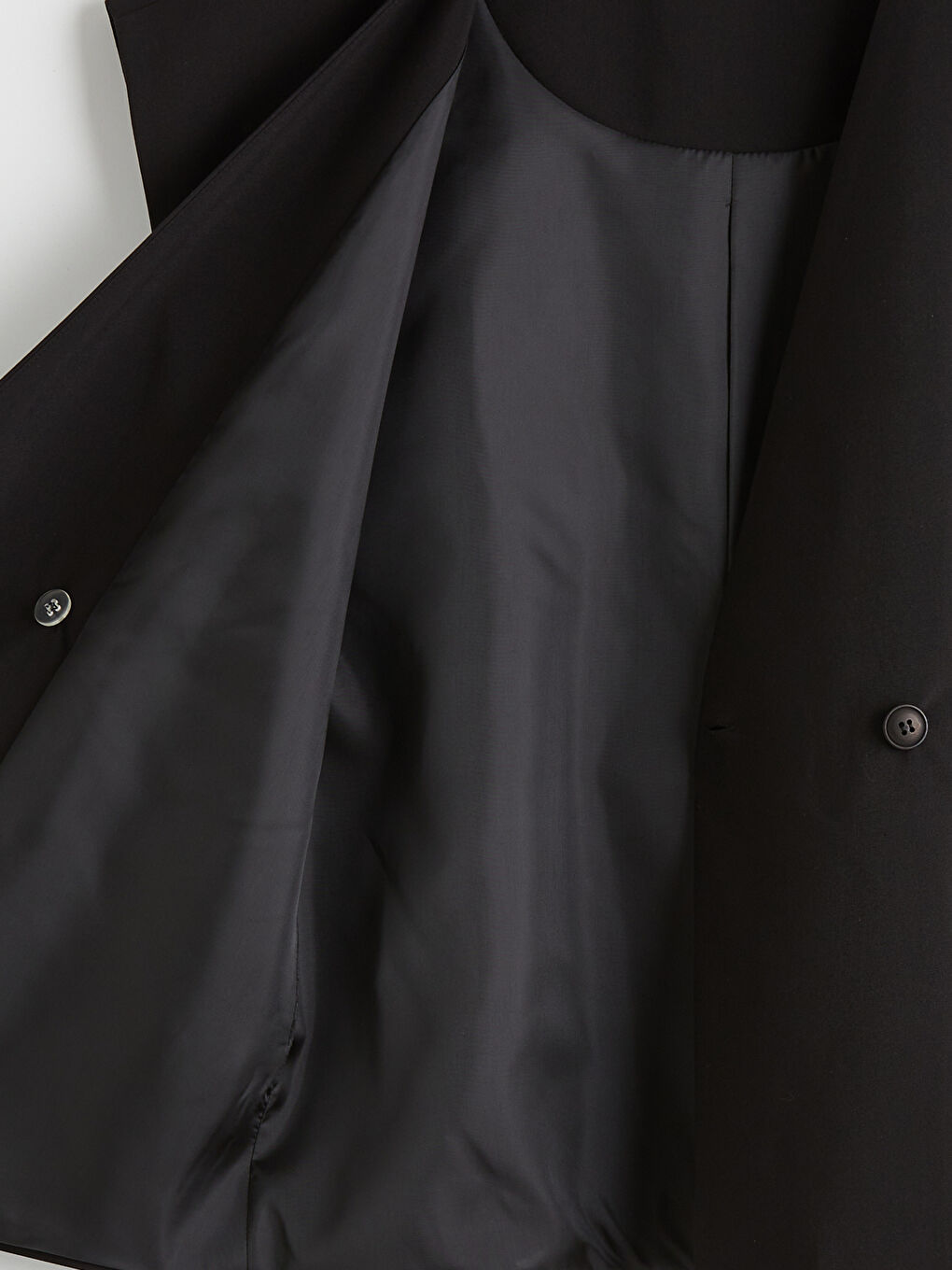 Siyah Kruvaze Yaka Kadın Klasik Yelek-6