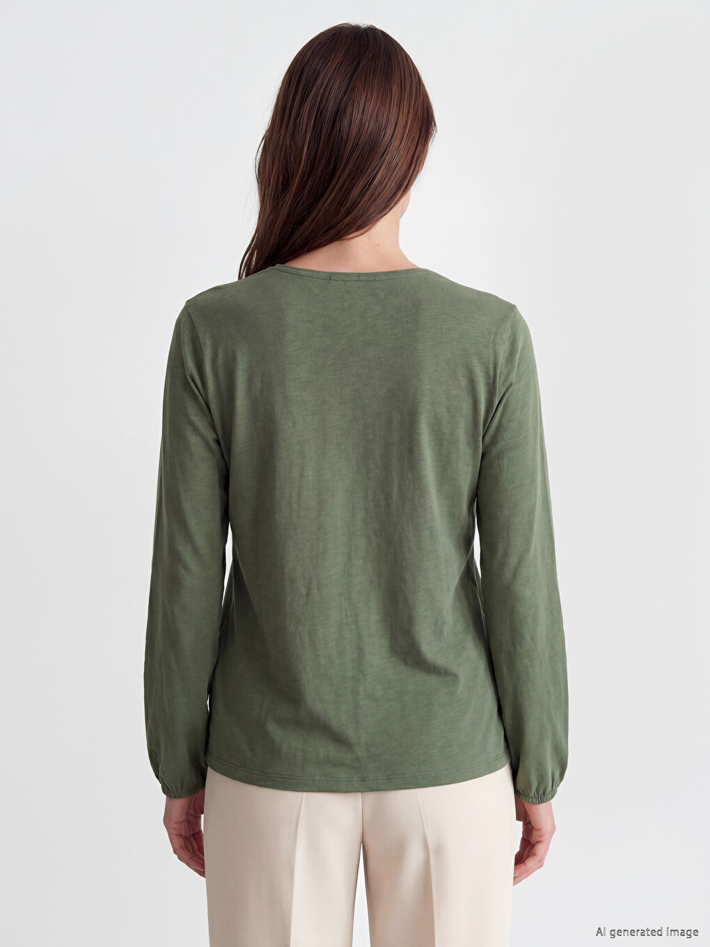 Yeşil Bağlamalı Yaka Çiçek Nakışlı Bluz-3