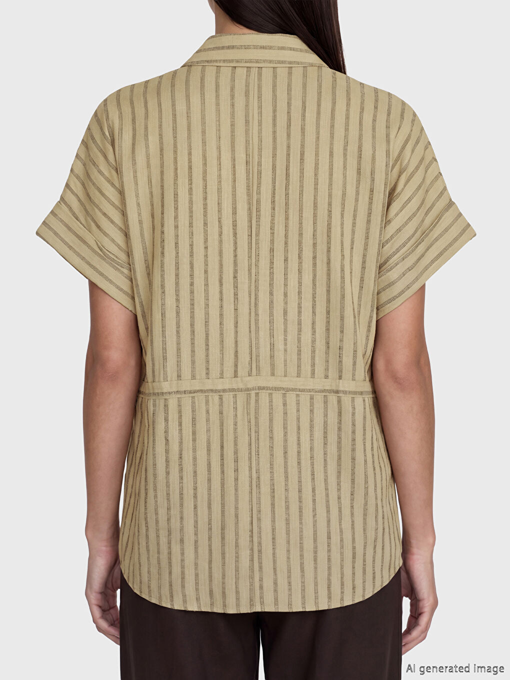 Striped Linen-Look Women's Shirt-3