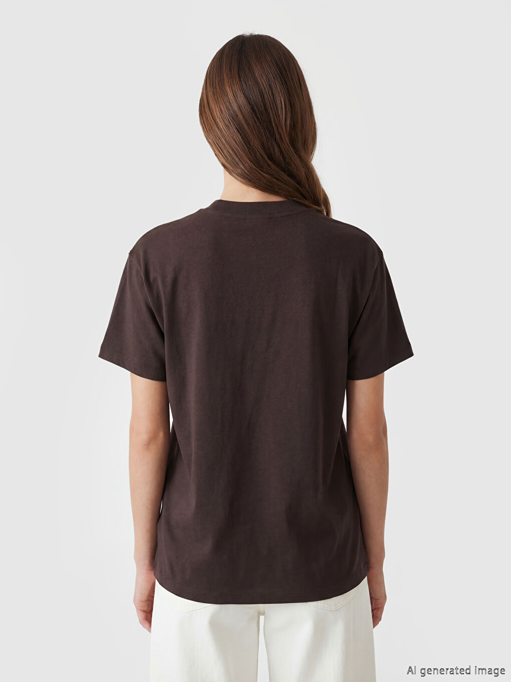 Kahverengi Winnie the Pooh Baskılı Kadın Tişört	-3