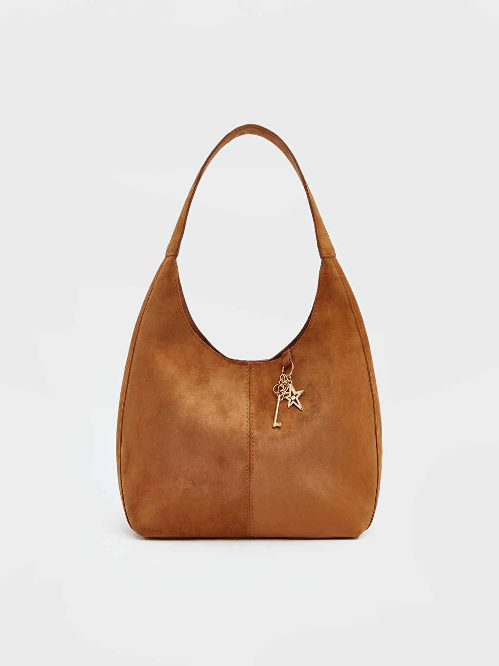 Kahverengi Süet Görünümlü Kadın Omuz Çantası