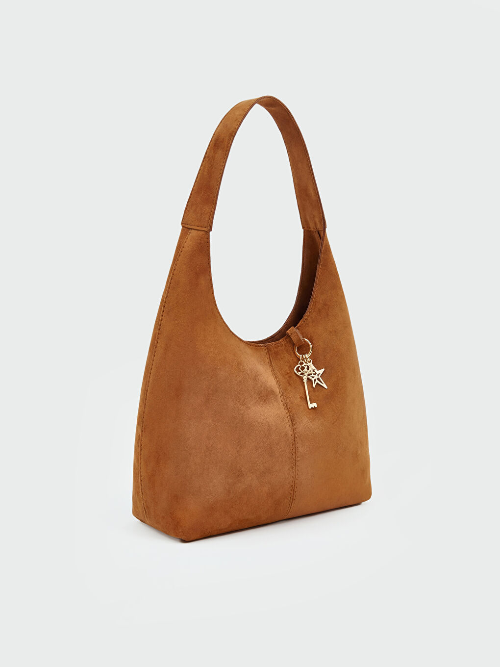 Kahverengi Süet Görünümlü Kadın Omuz Çantası-1