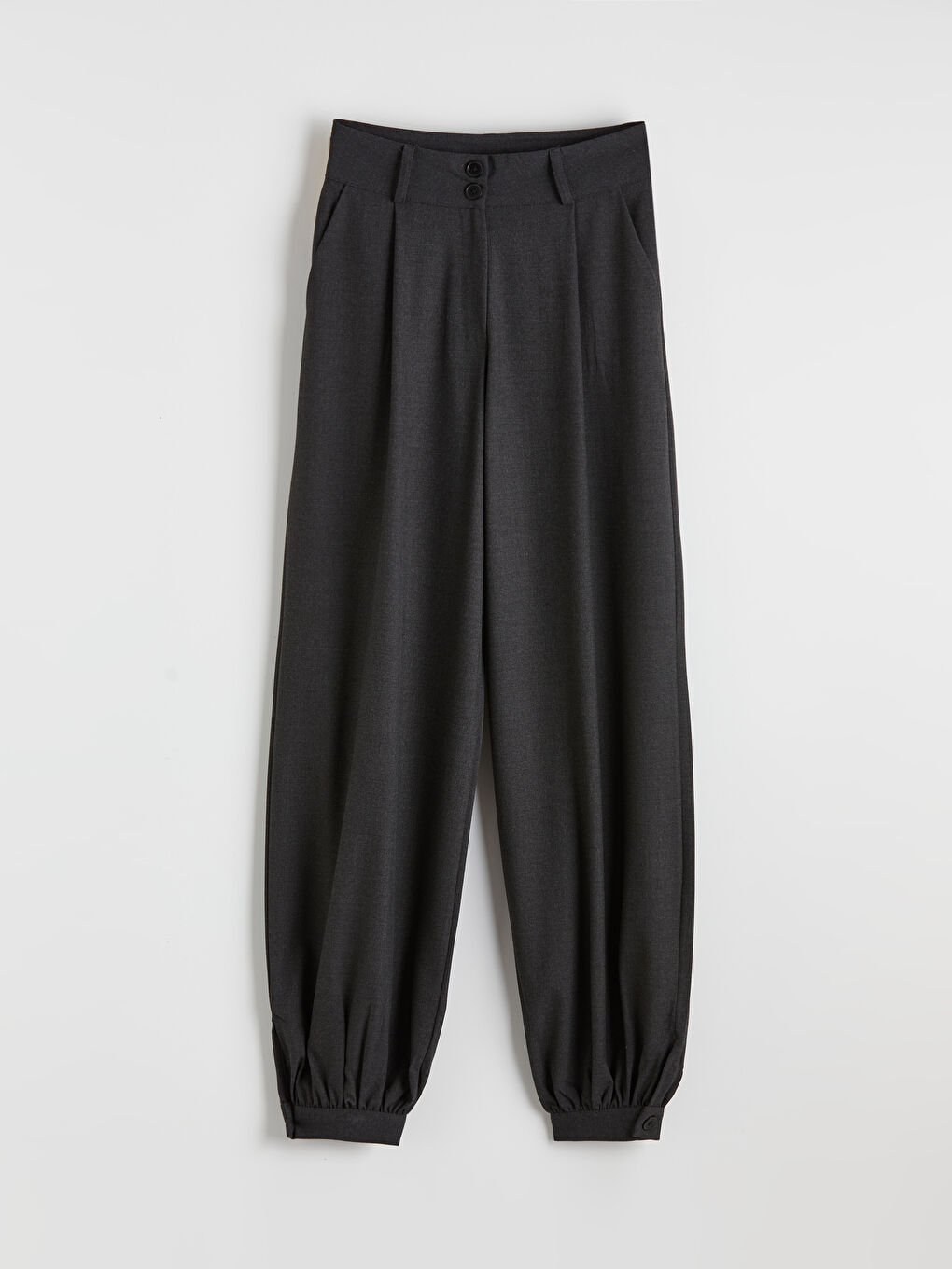 Antrasit Yüksek Bel Kadın Pileli Jogger Pantolon-4