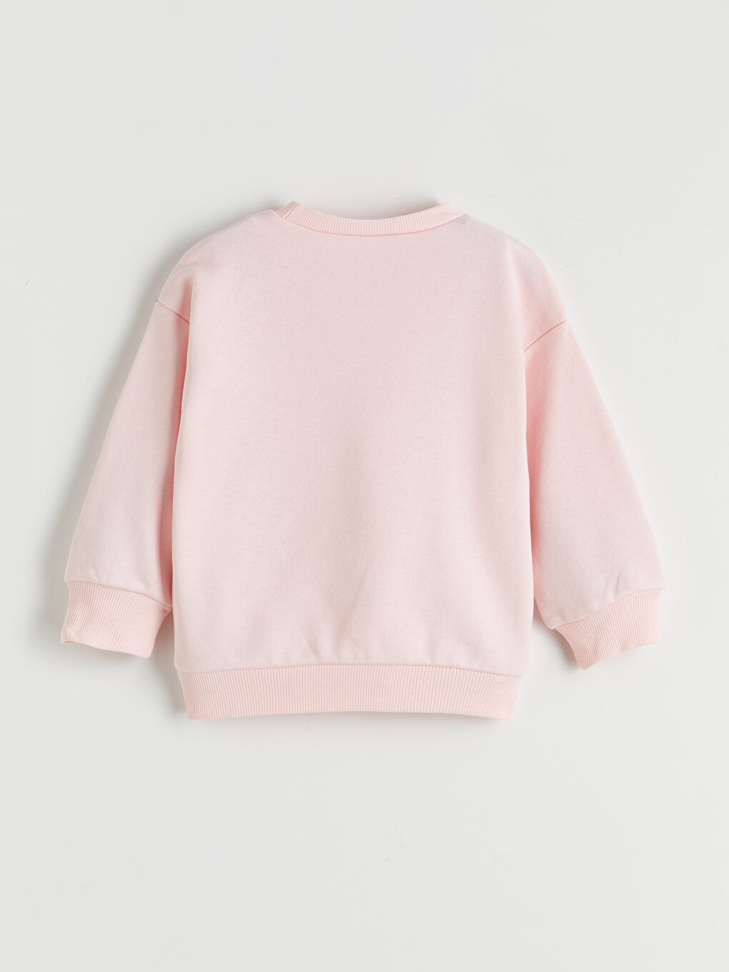 Pembe Bisiklet Yaka Pul İşlemeli Kız Çocuk Sweatshirt-1