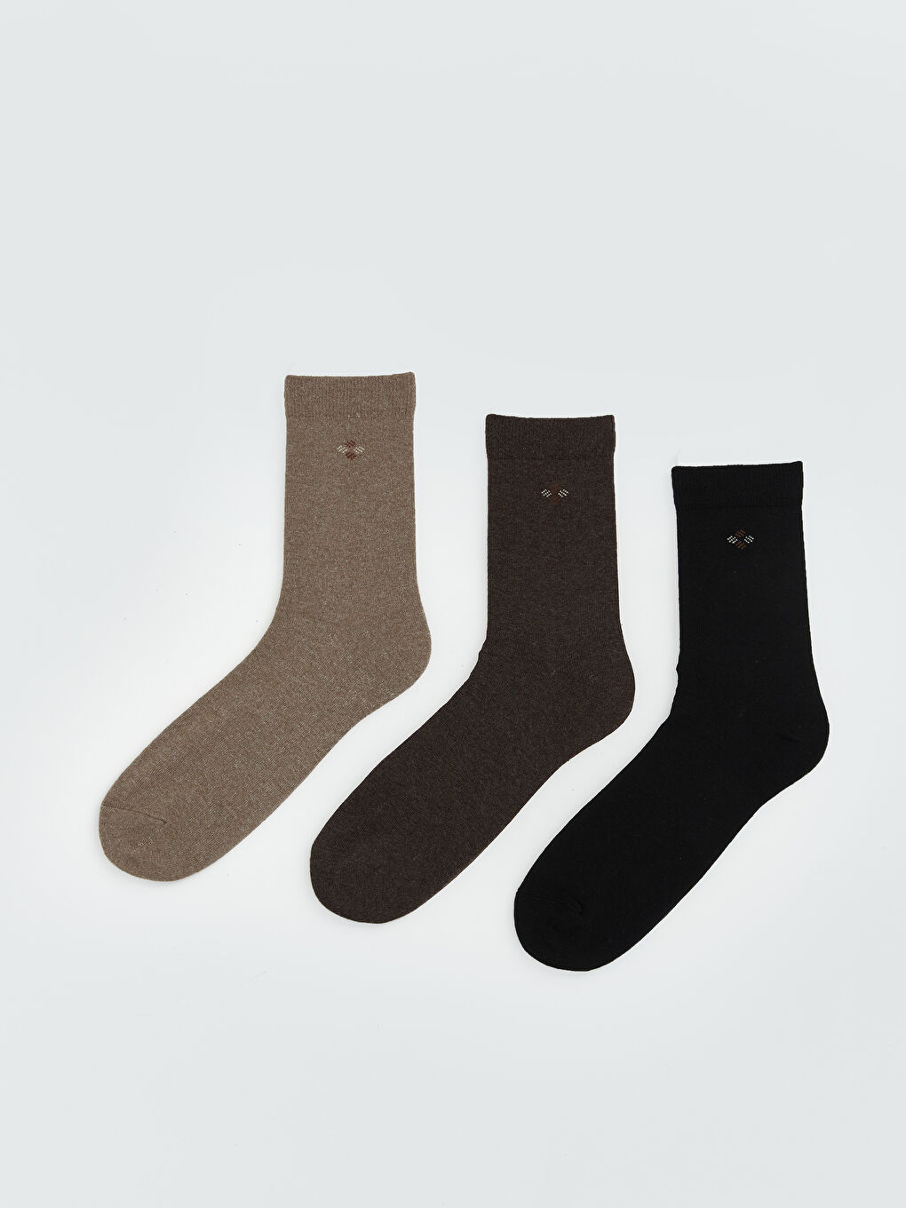 Kahverengi Nakışlı Erkek Soket Çorap 3'lü