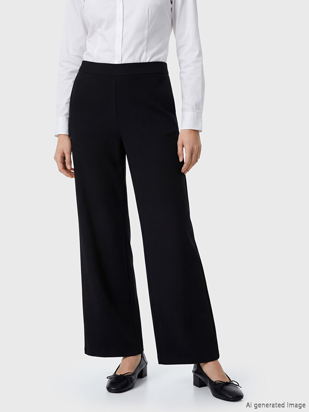 Siyah Beli Lastikli Kadın Pantolon-2