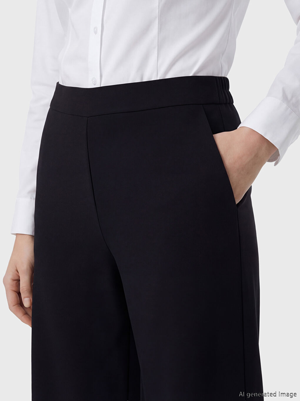 Siyah Beli Lastikli Kadın Pantolon-3