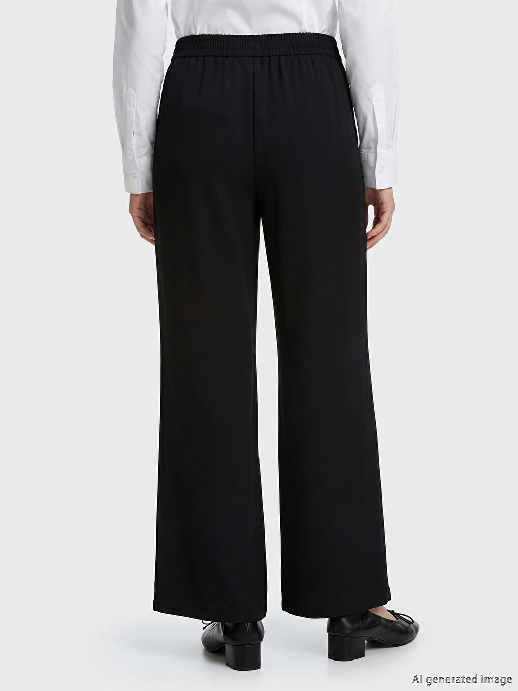 Siyah Beli Lastikli Kadın Pantolon-4