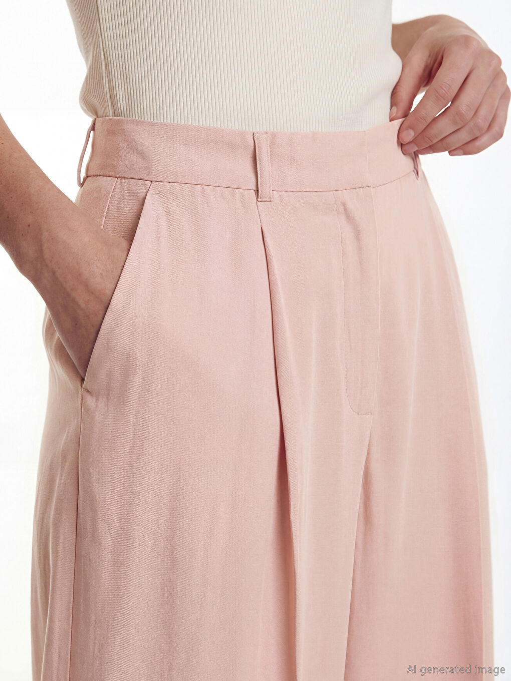 Ženske pantalone od modal tkanine sa teksturom-2