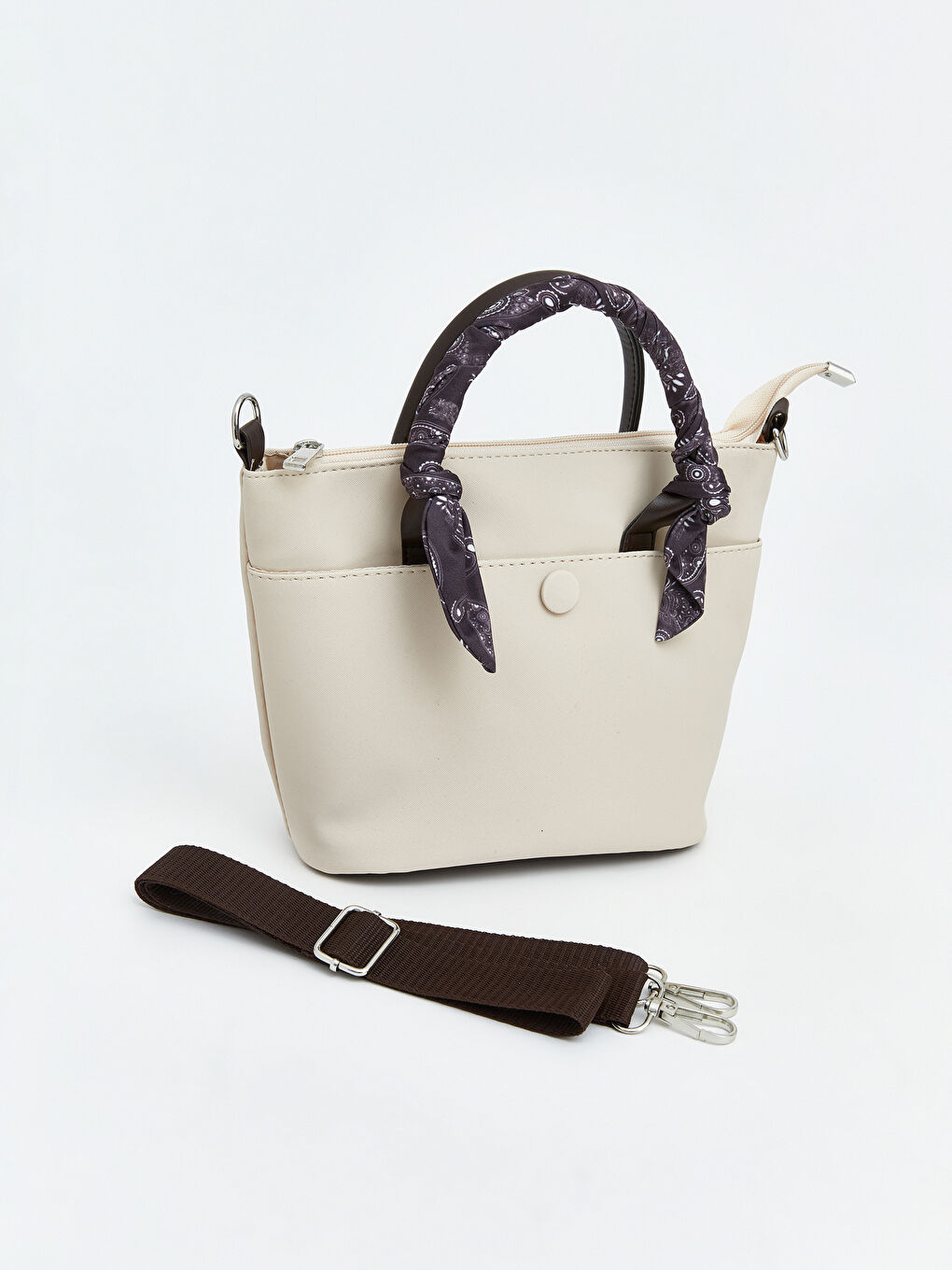 Bej Deri Görünümlü Kız Çocuk Kol Çantası-1