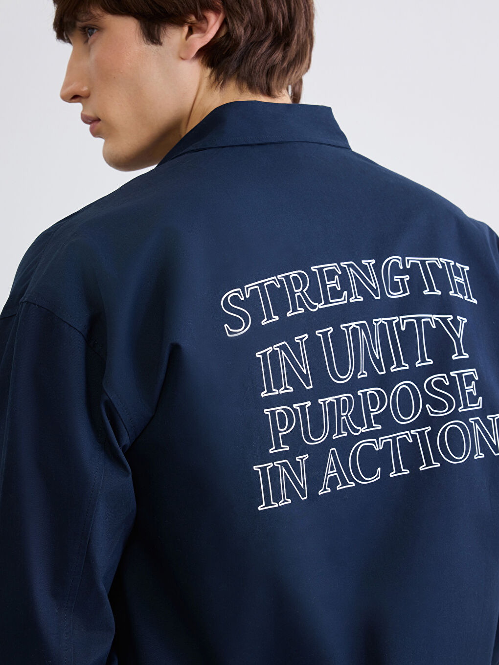 Lacivert Rahat Kalıp Poplin Erkek Gömlek-2