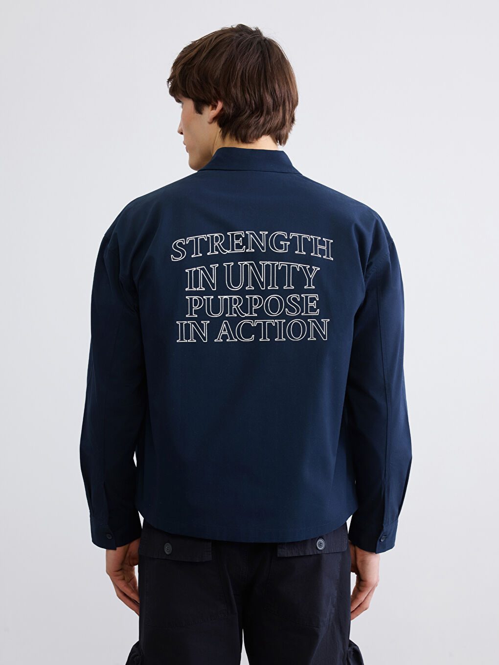 Lacivert Rahat Kalıp Poplin Erkek Gömlek-3