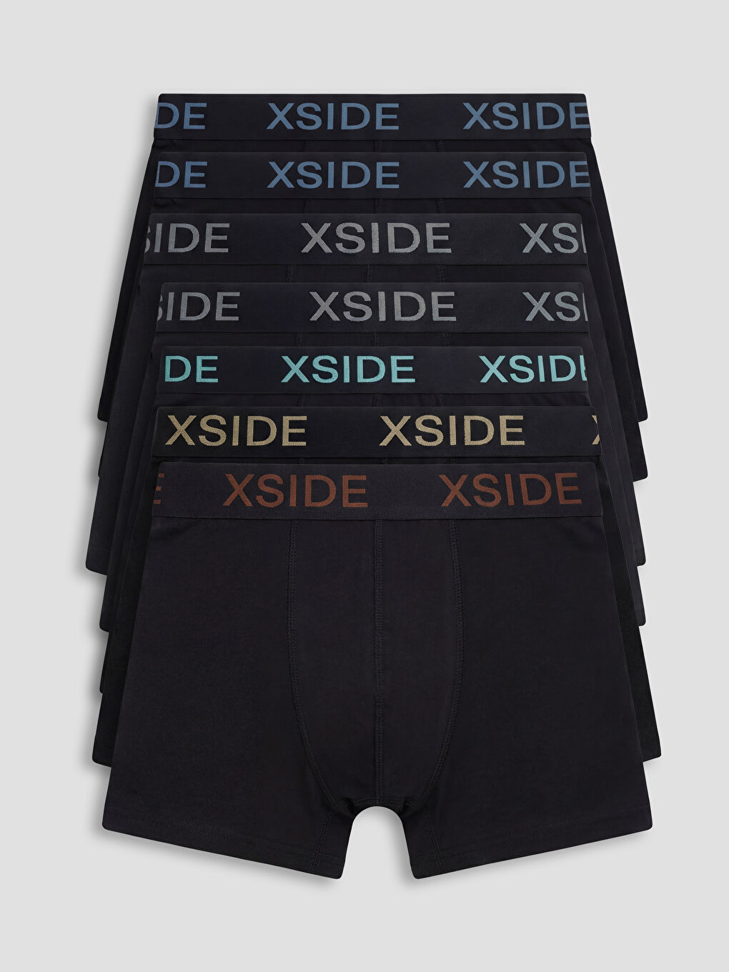 Siyah Standart Kalıp Pamuklu Esnek Erkek Boxer 7'li