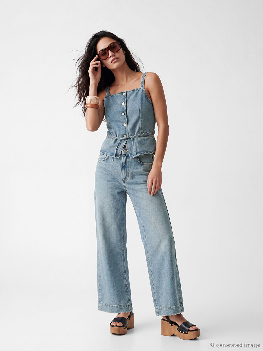 İndigo Wideleg Kadın Jean Pantolon