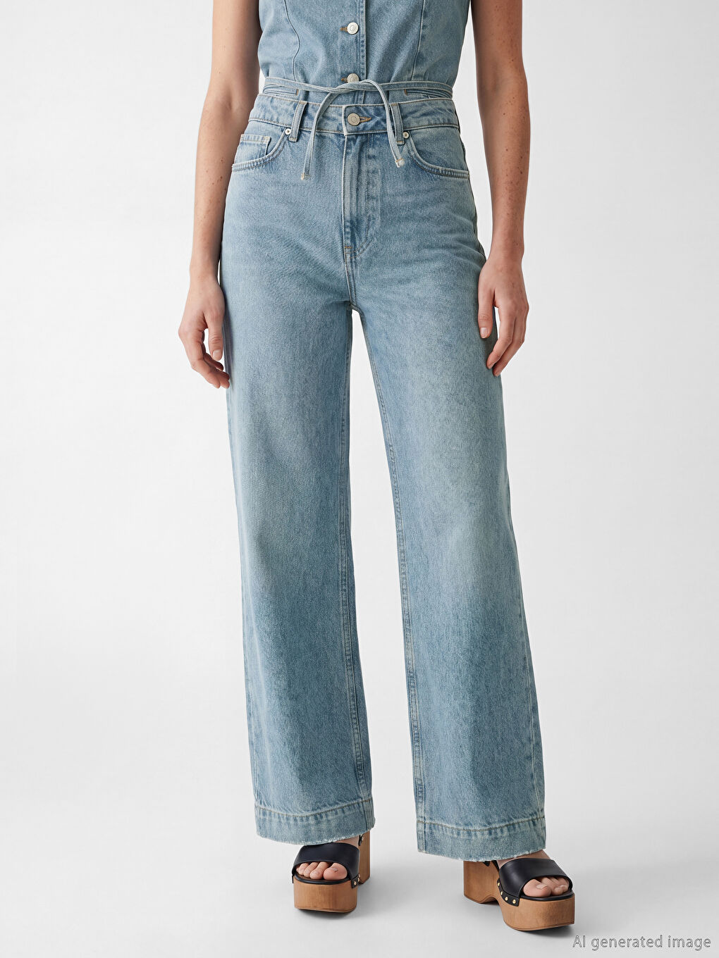 İndigo Wideleg Kadın Jean Pantolon-1