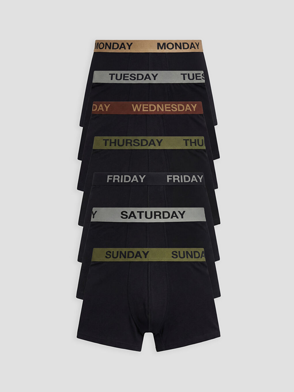 Siyah Standart Kalıp Pamuklu Esnek Erkek Boxer 7'li