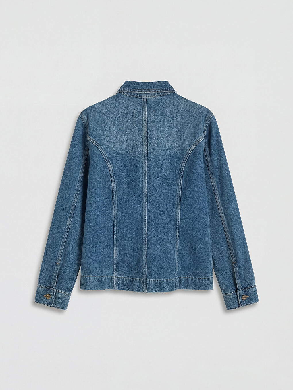 İndigo Gömlek Yaka Kadın Jean Ceket-1