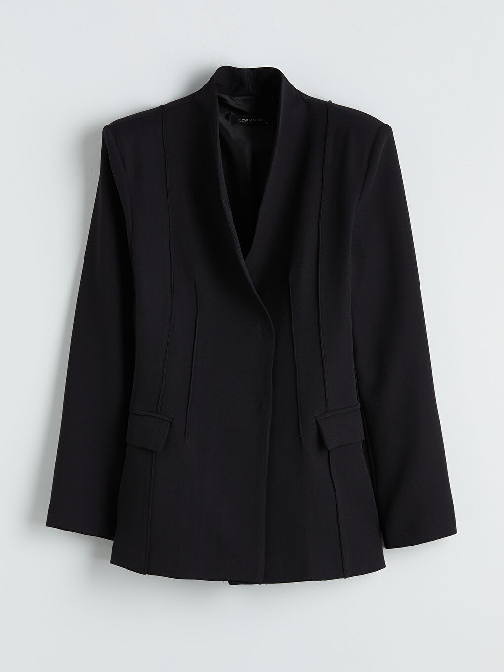 Siyah Şal Yaka Kadın Blazer Ceket-4