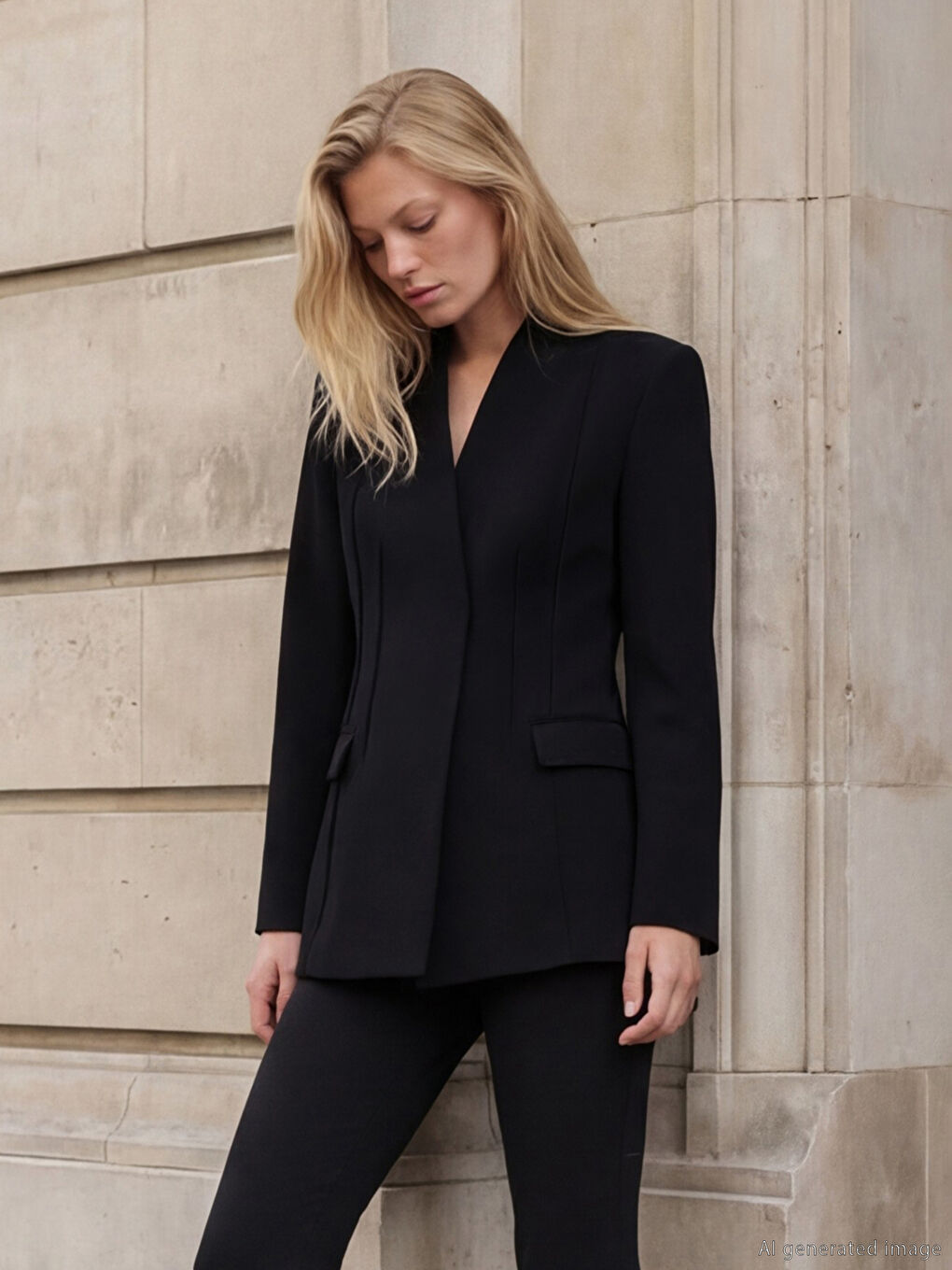 Siyah Şal Yaka Kadın Blazer Ceket-2