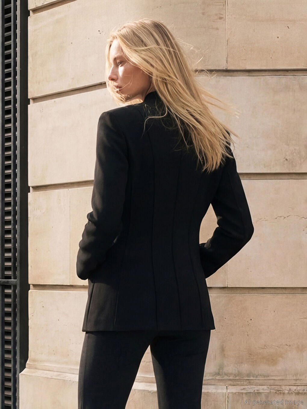 Siyah Şal Yaka Kadın Blazer Ceket-3