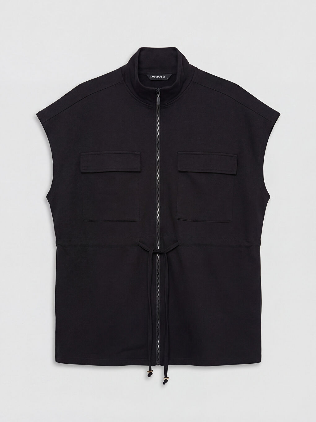 Siyah Dik Yaka Oversize Kadın Yelek