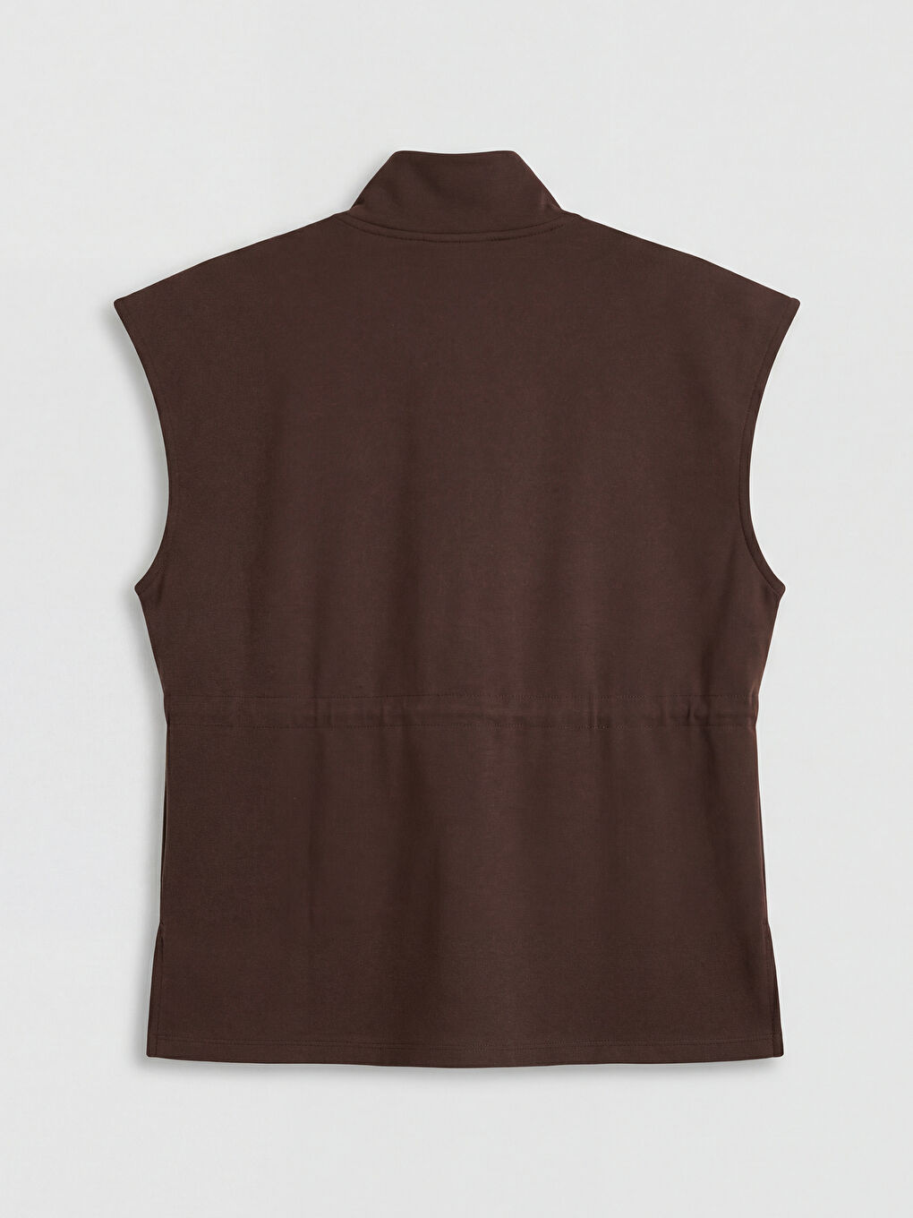 Kahverengi Dik Yaka Oversize Kadın Yelek-1